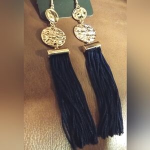 Paparazzi Gold and Black Fringe Statement Earrings